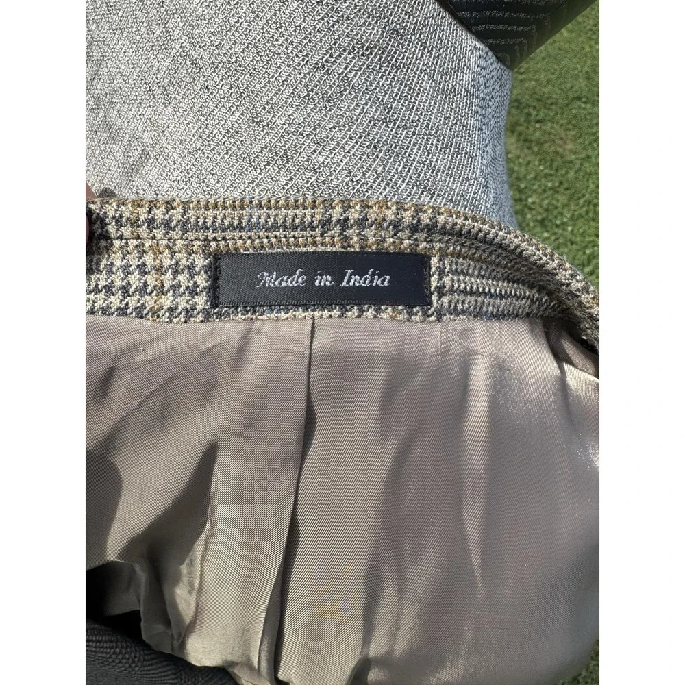 Lauren Ralph Lauren Blazer Mens 44R Gray Lambswool Plaid Tweed Sport Coat